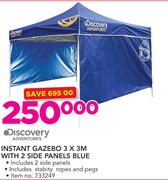 Discovery Adventures Instant Gazebo 3 x 3M With 2 Side Panels Blue