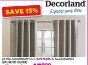 Decorland 25mm Aluminium Curtain Rod (Brushed Silver) 2.5m