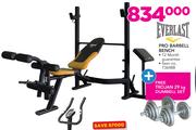 Everlast Pro Barbell Bench With Free Trojan 29Kg Dumbell Set