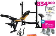Everlast Pro Barbell Bench + Trojan 29kg Dumbell Set