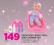 Kid Connection 23cm Soft Body Doll And Carrier Set-Each