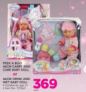 PeekA Boo 46cm Carry And Care Baby Doll Or 46cm Drink And Wet Baby Doll-Each