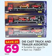 Adventure Wheels Die Cast Truck And Trailer-Each
