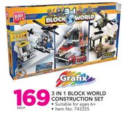 Grafix 3-In-1 Block World Construction Set-Each