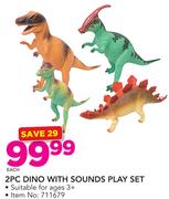 2PC Dino With Sounds Play Set-Each