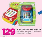 Pull Along Phone Car-Each