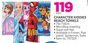 Character kiddies Beach Towels-Each