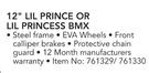 12” LIL Prince Or LIL Princess BMX-Each
