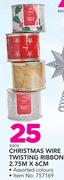 Christmas Wire Twisting Ribbon 2.75m x 6cm-Each