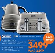 DeLonghi Scultura Kettle + Scultura 4 Slice Toaster