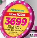 Hisense 299Ltr Bottom Freezer Fridge With Water Dispenser Metallic H299BME WD