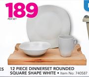 12 Piece Dinnerset Rounded Square Shape White-Per Set