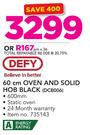 Defy 60cm Oven And Solid Hob Black DCB006