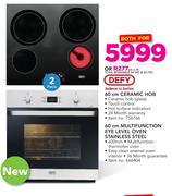 Defy Ceramic Hob+60cm Multifunction Eye Level Oven Stainless Steel
