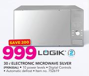 Logik 30Ltr Electronic Microwave Silver P90N30AL