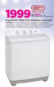 Defy 8Kg White Twin Tub Washing Machine DTT166
