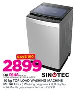 Sinotec 10Kg Top Load Washing Machine Metallic