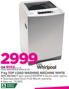 Whirlpool 9Kg Top Load Washing Machine White WTL-900WH