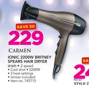Carmen Ionic 2200W Britney Spears Hairdryer