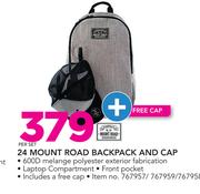 24 Mount Road Backpack And Cap-Per Set