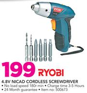 Special Ryobi 4.8V Nicad Cordless Screwdriver m.guzzle .za