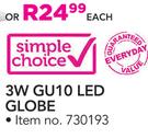 Simple Choice 3W GU10 LED Globe-Each