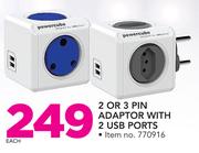 Allocacoc 2 or 3 Pin Adaptor With 2 USB Ports-Each