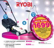 Ryobi 1200W Electric Lawnmower + 350W Electric Garden Line Trimmer