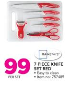Mainstays 7-Piece Knife Set Red-Per Set