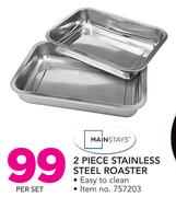 Mainstays 2-Piece Stainless Steel Roaster-Per Set