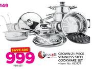Tissolli Crown 21 Piece Stainless Steel Cookware Set-Per Set
