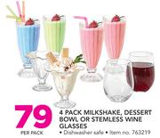 4-Pack Milkshake/Dessert Bowl Or Steamless Wine Glasses-Per Pack