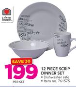 Always Home 12-Piece Scrip Dinner Set-Per Set