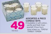Assorted 4-Piece Candles Sets-Per Pack