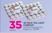50-PAck Tea Light Candles-Per Pack