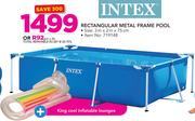 Intex Rectangular Metal Frame Pool 3m x 2m x 75cm With King Cool Inflatable Loungee