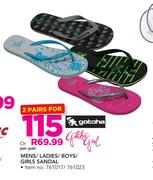 Gotcha Mens/Ladies/Boys/Girls Sandal-For 2 Pairs