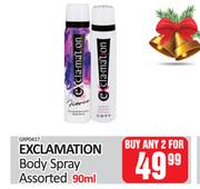 Exclamation Body Spray Assorted-For Any 2 x 90ml