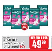 Stayfree Pads Scented/ Unscened-For Any 5 x 10's