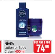 Nivea Lotion Or Body Cream-For Any 2 x 400ml
