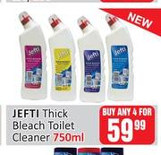Jefti Thick Bleach Toilet Cleaner-For Any 4 x 750ml