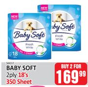 Baby Soft 2 Ply 18's Pack 350 Sheet-For 2 