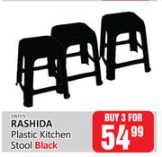 Rashida Plastic Kitchen Stool (Black)-For 3