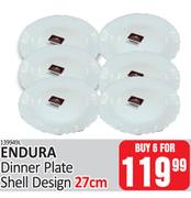 Endura Dinner Plate 27cm (Shell Design)-For 6