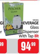 Beverage Glass Dispenser With Tap 8Ltr