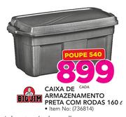 Bigjim 160Ltr Caixa de Armazenamento Preta com Rodas