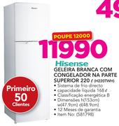 Hisense 220Ltr Geleira Branca com Congelador na Parte Superior H220TWH