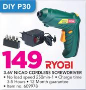Ryobi 3.6V NICAD Cordless Screwdriver
