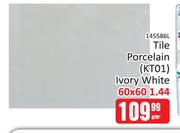 Tile Pocelain KT01 Ivory White 1.44-60 x 60
