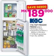 KIC Top Freezer Fridge-170Ltr